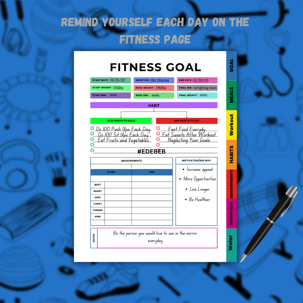 Fitness Journal Planner (Blue)