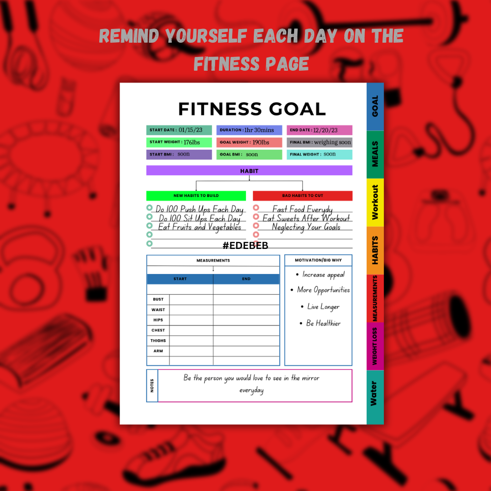 Fitness Journal Planner (Red)